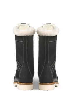 Bottes Canadiennes Anfibio Femme Cuir Doublées 100% Laine Naturelle Revers Mouton Retourné femme