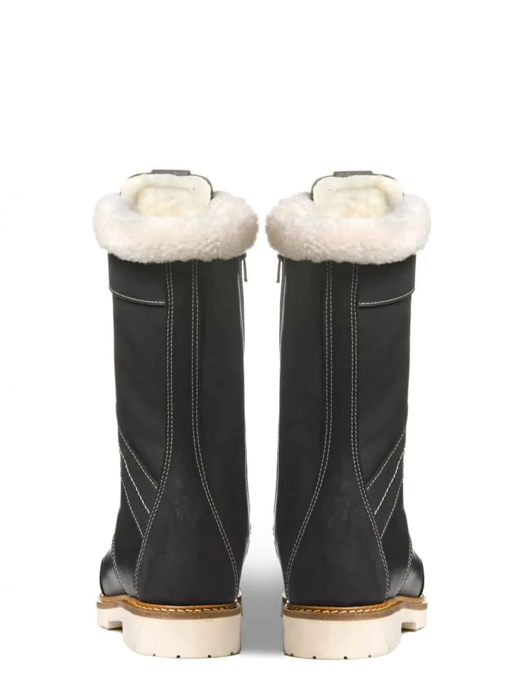 Bottes Canadiennes Anfibio Femme Cuir Doublées 100% Laine Naturelle Revers Mouton Retourné femme