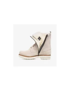 Bottes D'hiver Canadiennes Femme Anfibio Bree Cuir Doublées 100% Laine Naturelle